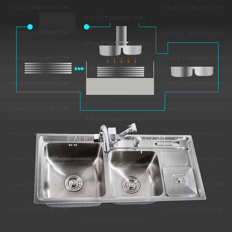 Best Double Sinks Stainless Steel Nickel Brushed Kitchen Sinks With Faucet