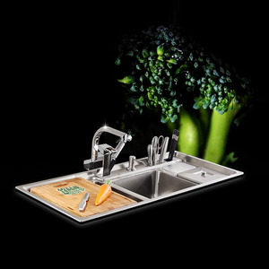 Best Double Sinks Stainless Steel Nickel Brushed Kitchen Sinks With Faucet