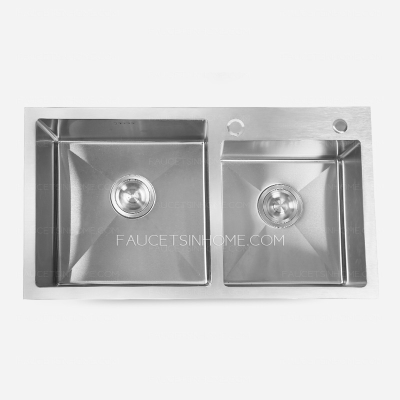 Double Sinks Stainless Steel Nickel Brushed Kitchen Sinks With Faucet