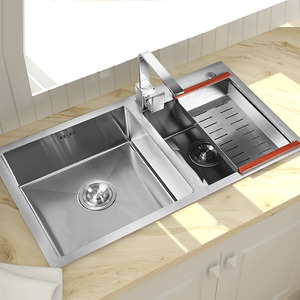 Double Sinks Stainless Steel Nickel Brushed Kitchen Sinks With Faucet