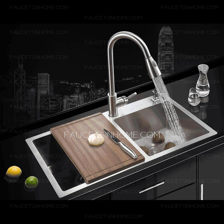 Double Sinks Stainless Steel Kitchen Sinks With Faucet