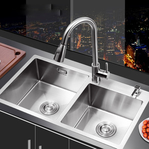 Double Sinks Stainless Steel Kitchen Sinks With Faucet