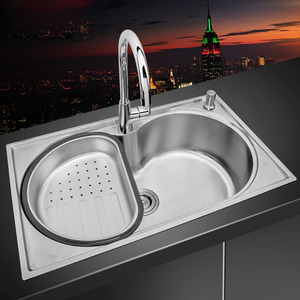 Single Bowl Large Capacity Stainless Steel Kitchen Sinks With Faucet