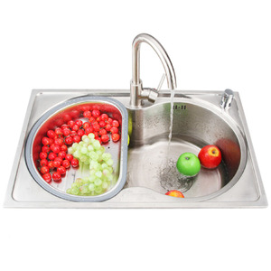 Single Bowl Stainless Steel Nickel Brushed Kitchen Sinks With Faucets