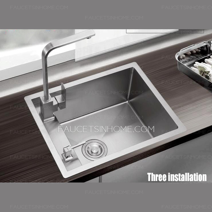 Large Capacity Practical Single Bowl Stainless Steel With Faucet Nickel Brushed