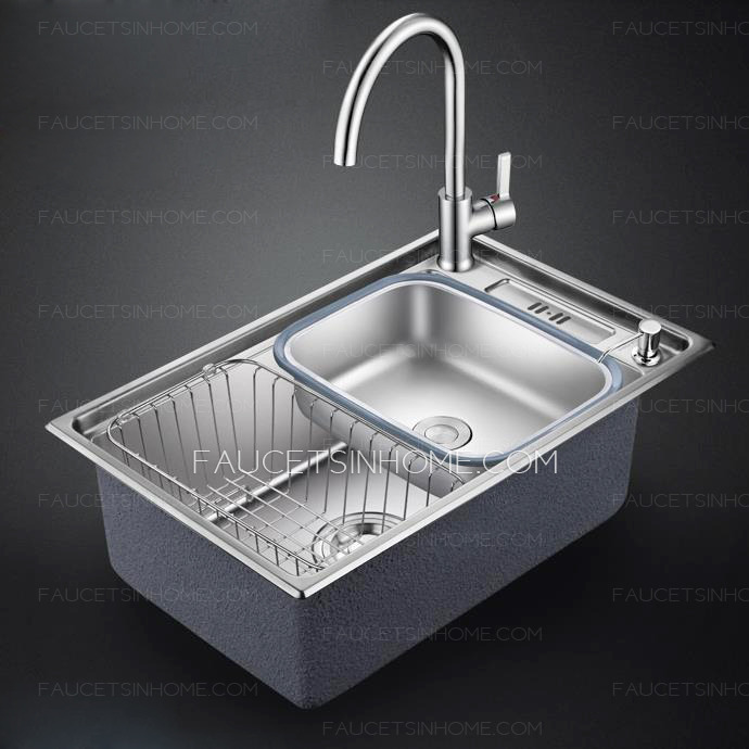 Nickel Brushed Single Bowl Stainless Steel With Faucet Kitchen Sinks