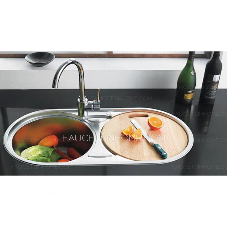 Double Round Sinks Stainless Steel Kitchen Sinks Nickel Brushed