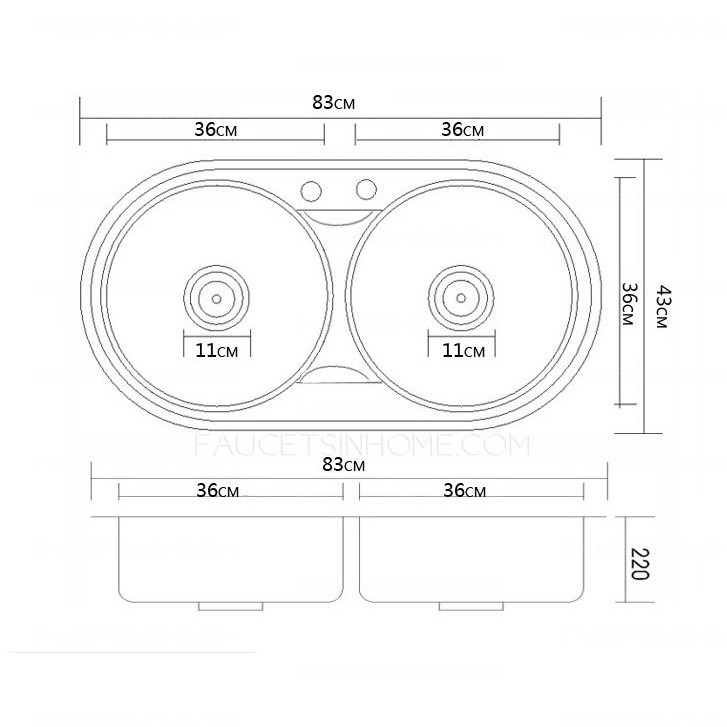 Double Round Sinks Stainless Steel Kitchen Sinks Nickel Brushed