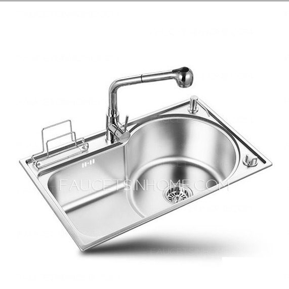 Kitchen Sinks Nickel Brushed Stainless Steel Single Bowl With Faucet