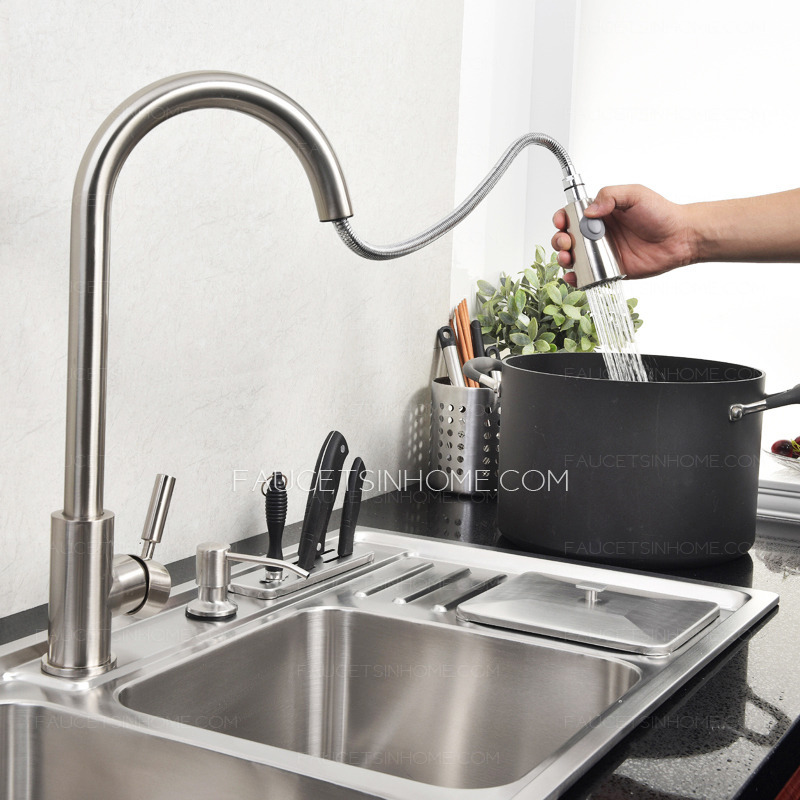 Multi-functional Double Sinks Stainless Steel Kitchen Sinks With Pullout Faucet