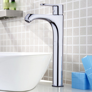 Modern High Standing Electroplated Brass Bathroom Sink Faucets