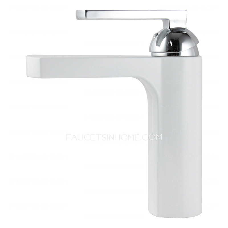 Modern White Painting Vessel Mount Waterfall Bathroom Sink Faucets