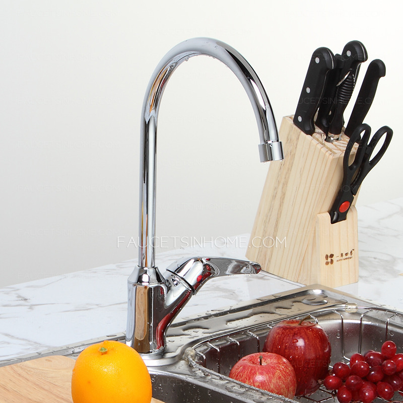 Modern Vessel Mount Single Handle Chrome Brass Kitchen Sink Faucets