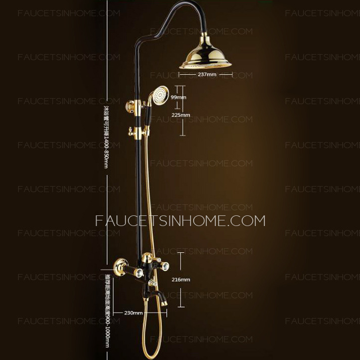 Vintage Polished Brass Black Shower Faucets For Bathroom