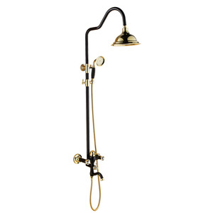 Vintage Polished Brass Black Shower Faucets For Bathroom