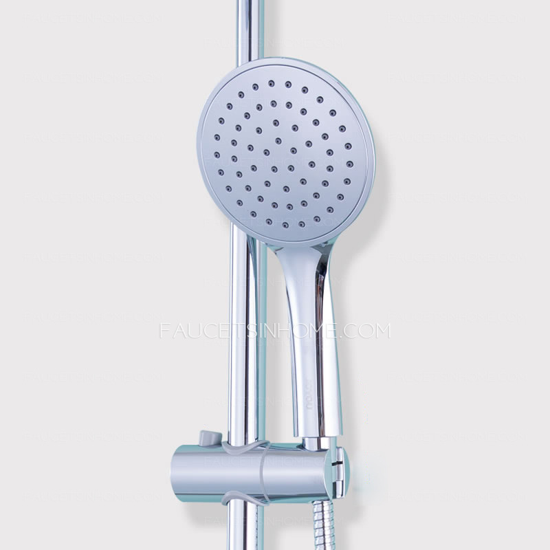 Durable Bathroom Shower Faucet System Silver Brass