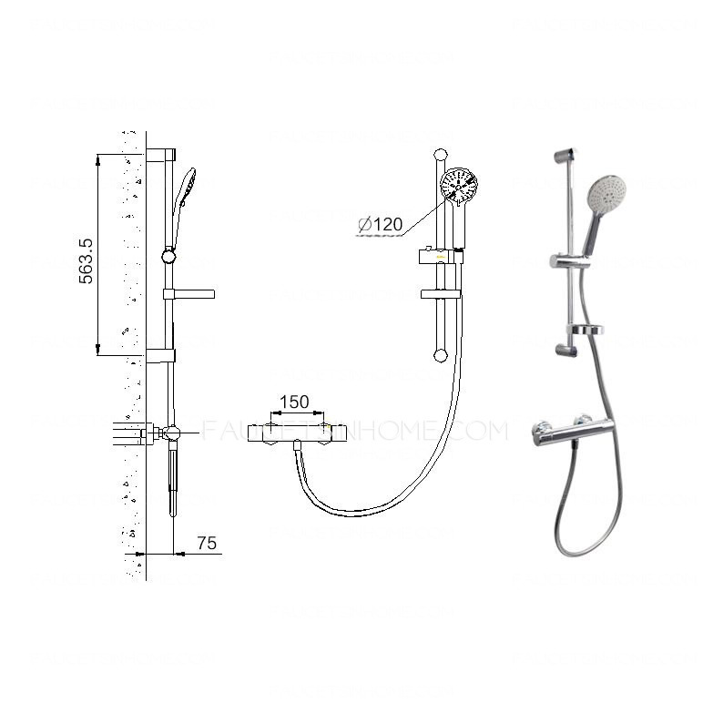 Thermostatic Single Hand Shower Outdoor Showering Chrome