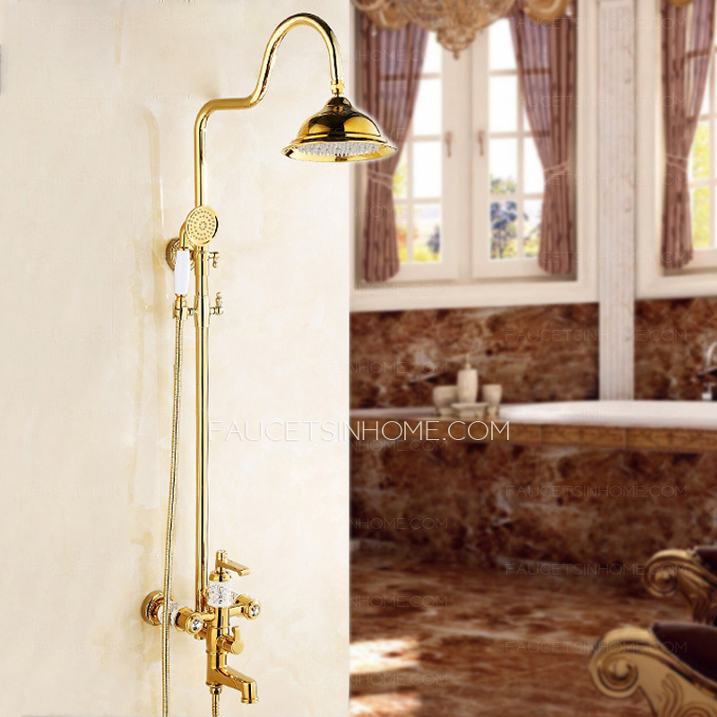 Vintage Polished Brass Shower Faucet Fixtures For Bathroom