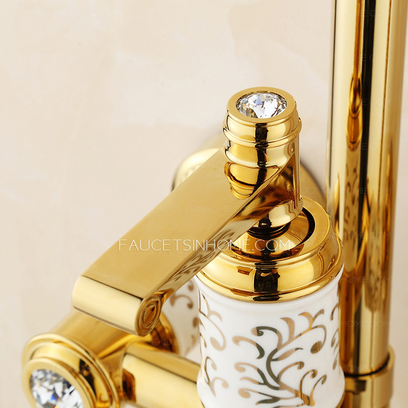 Vintage Polished Brass Shower Faucet Fixtures For Bathroom