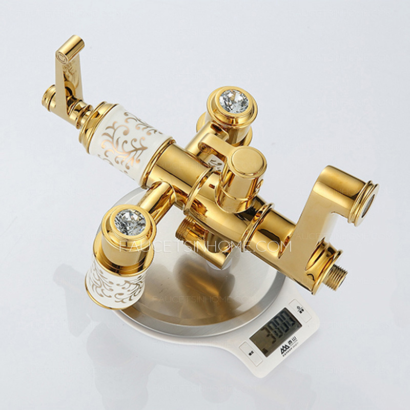 Vintage Polished Brass Shower Faucet Fixtures For Bathroom