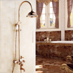 Luxury Rose Gold Single Handle Wall Mounted Shower Faucet