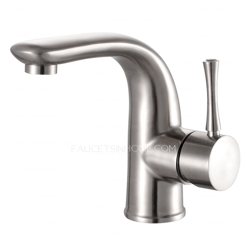 Smooth Single Handle Stainless Steel Brushed Nickel Bathroom Faucet