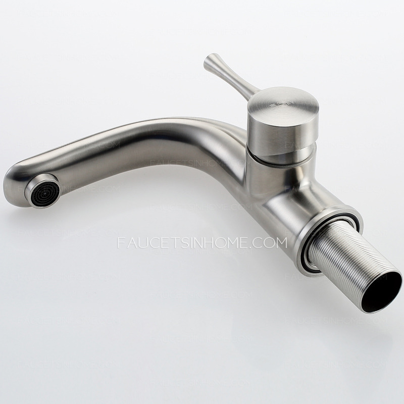 Smooth Single Handle Stainless Steel Brushed Nickel Bathroom Faucet
