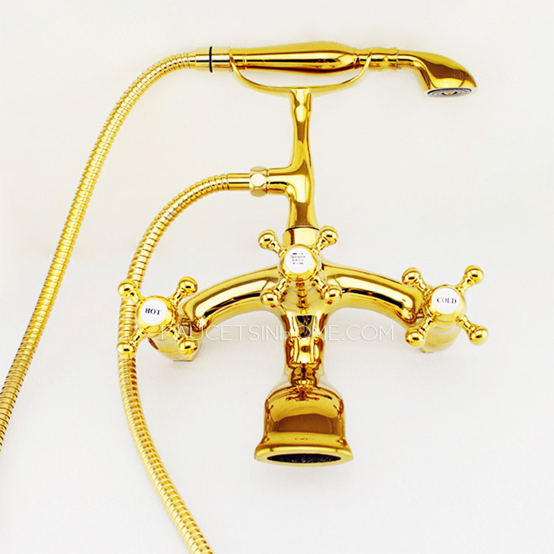 Vintage Clawfoot Bathtub Faucets Wall Mounted Polished Brass