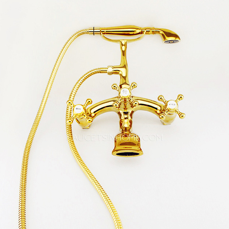 Vintage Clawfoot Bathtub Faucets Wall Mounted Polished Brass