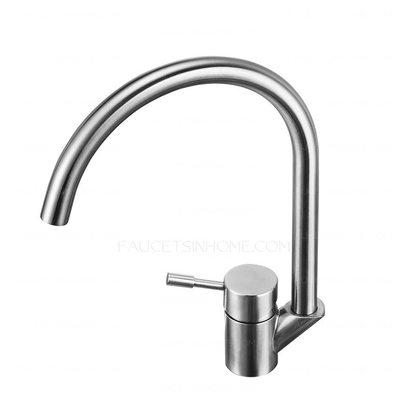 Goose Neck Shaped Stainless Steel Bathroom Faucets Brushed Nickel
