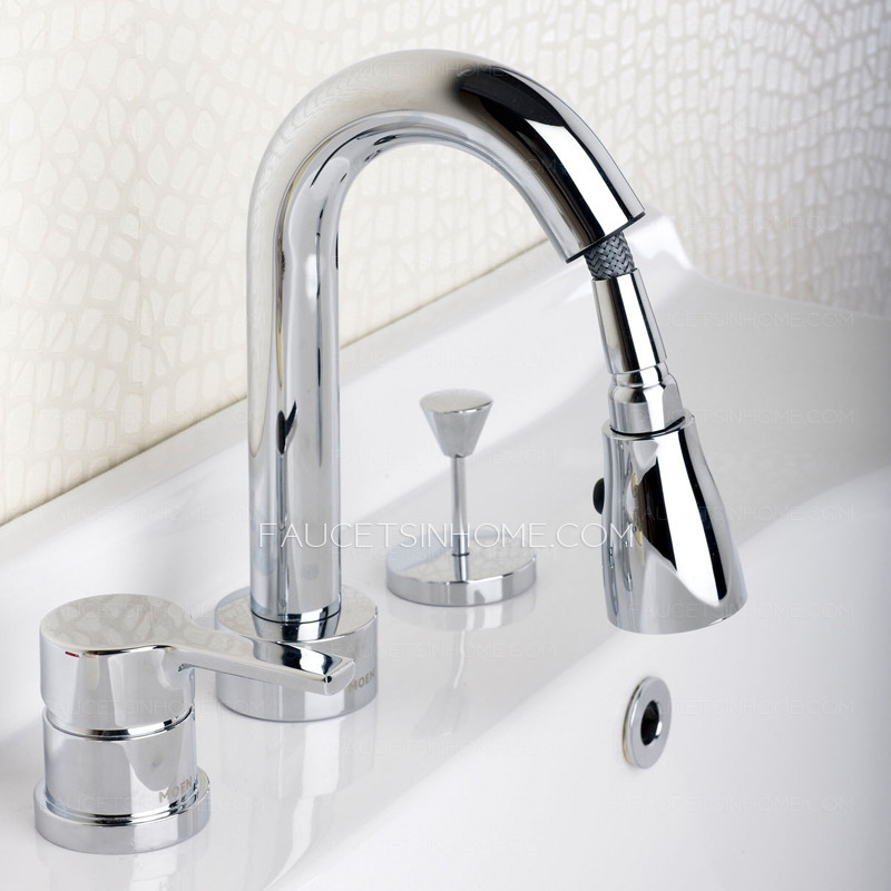 Designer Pull Out Widespread Modern Bathroom Faucets