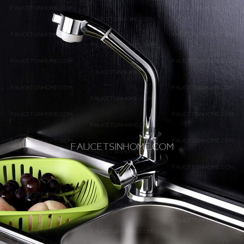 Best Brass Chrome Cramic Spool Pull Out Kitchen Faucet