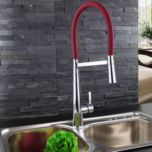 High End Burgundy Goose Neck Shaped Faucet Kitchen