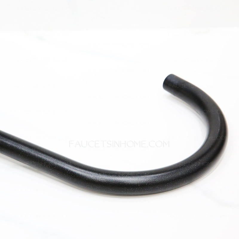 Simple Painting Goose Neck Shaped Black Faucet Kitchen