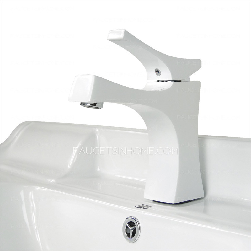 Stylish White Painting One Handle Brass Sink Faucet