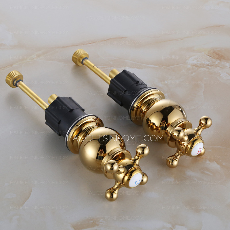 Designer Five Holes Polished Brass Three Handle Tub Shower Faucet