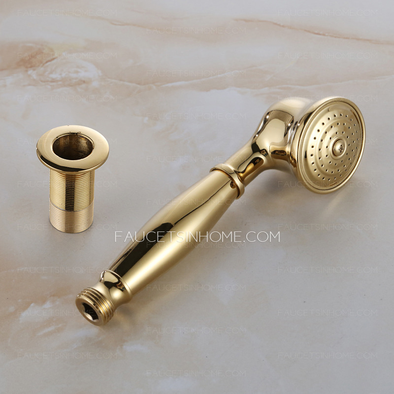 Designer Five Holes Polished Brass Three Handle Tub Shower Faucet