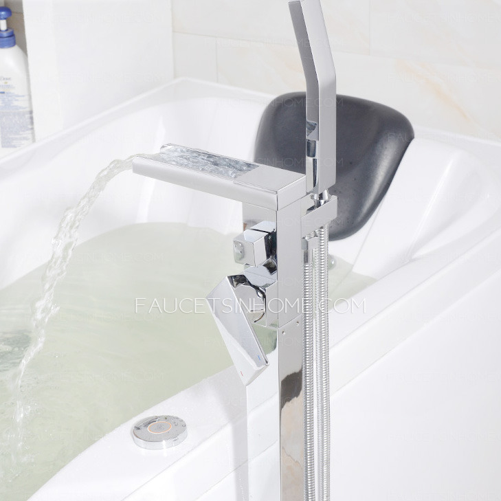 Stylish Waterfall Floor Standing Single Handle Bathtub Faucet