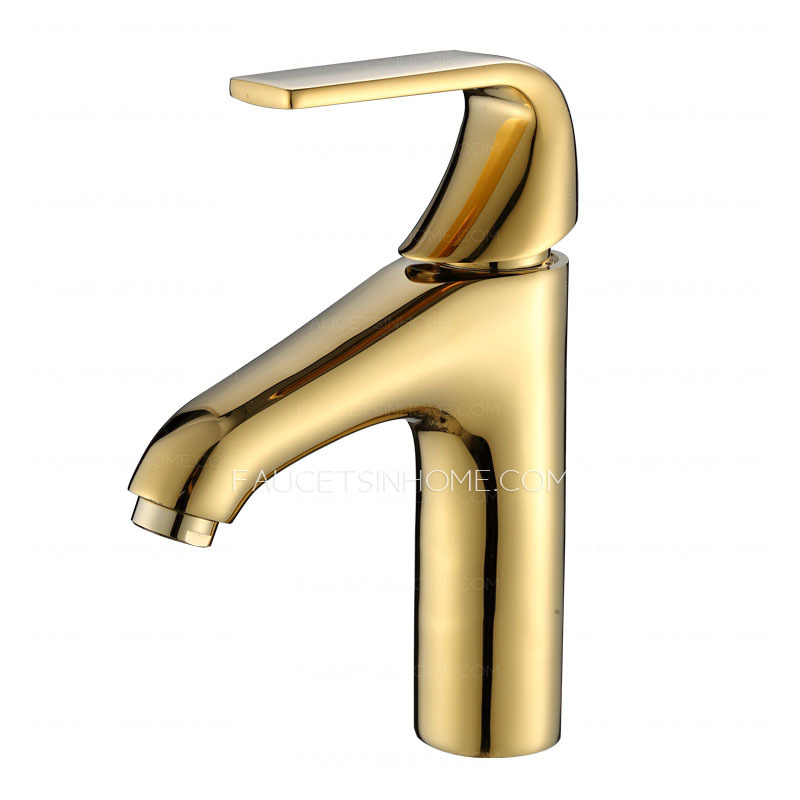 Smooth Polished Brass Gold Bathroom Faucets One Handle