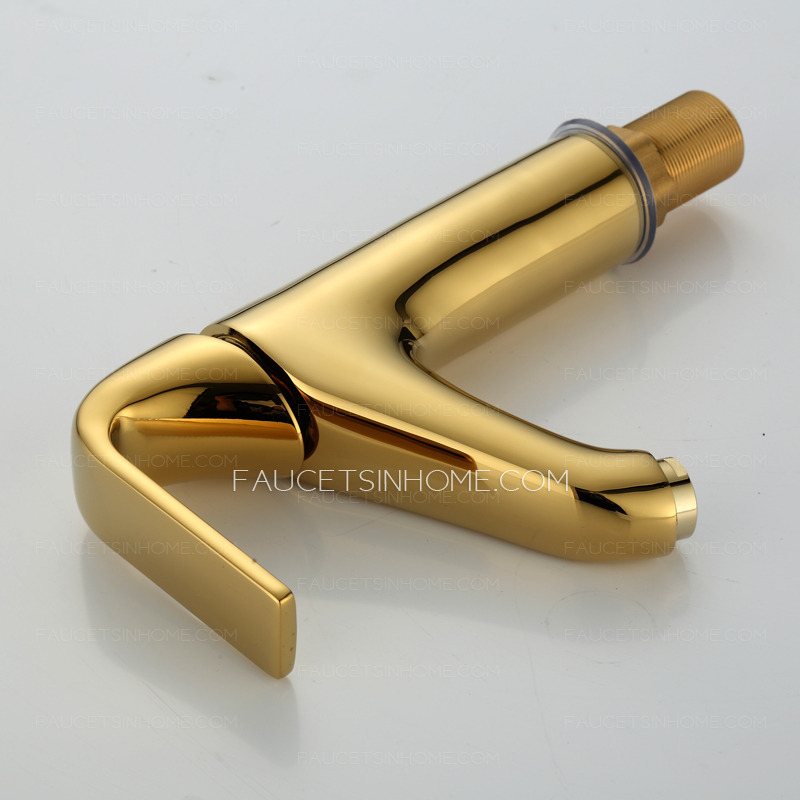 Smooth Polished Brass Gold Bathroom Faucets One Handle