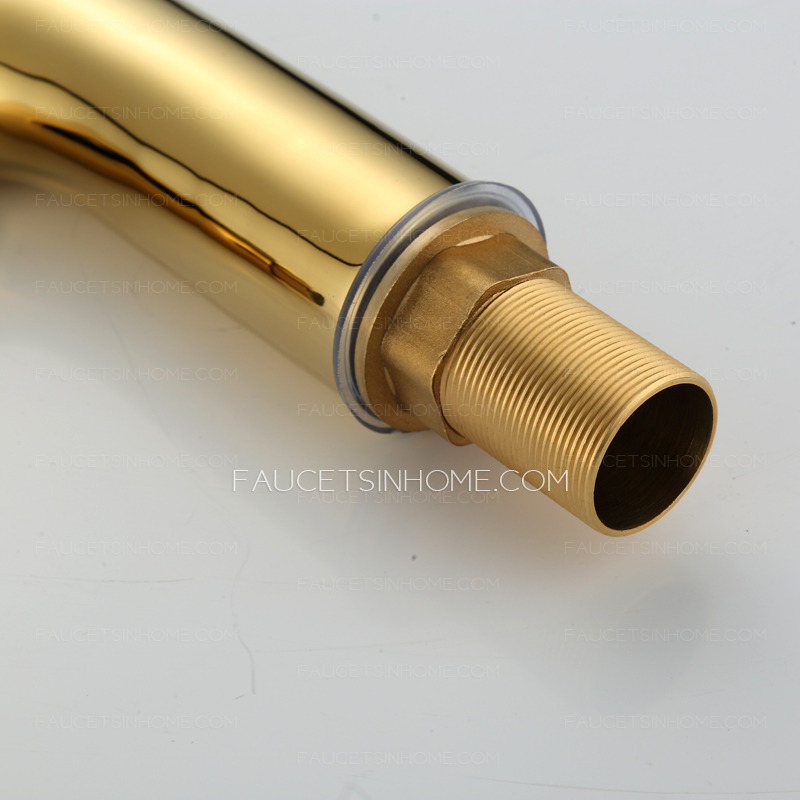 Smooth Polished Brass Gold Bathroom Faucets One Handle