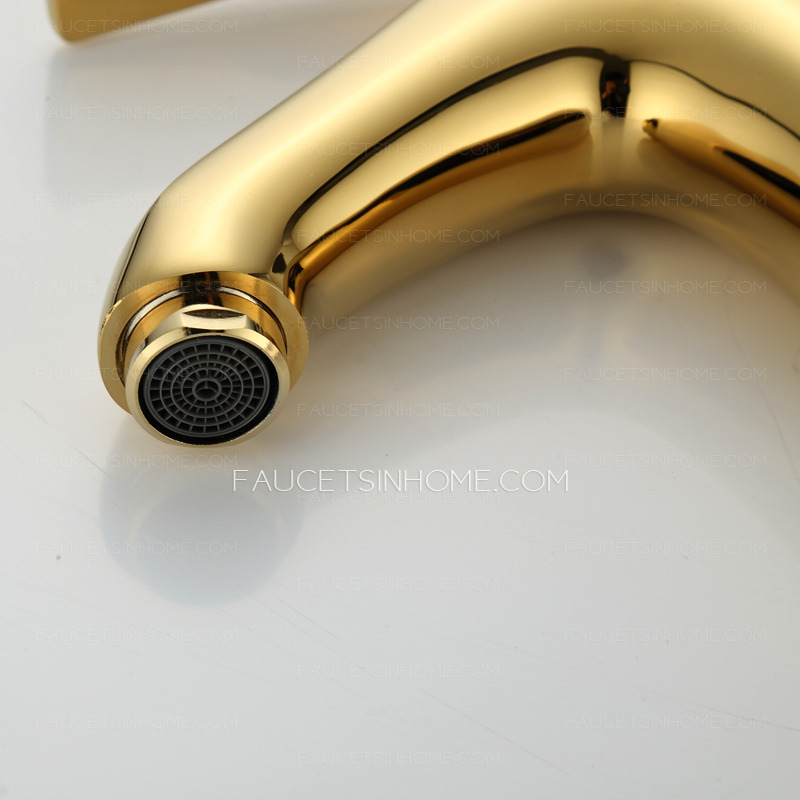 Smooth Polished Brass Gold Bathroom Faucets One Handle