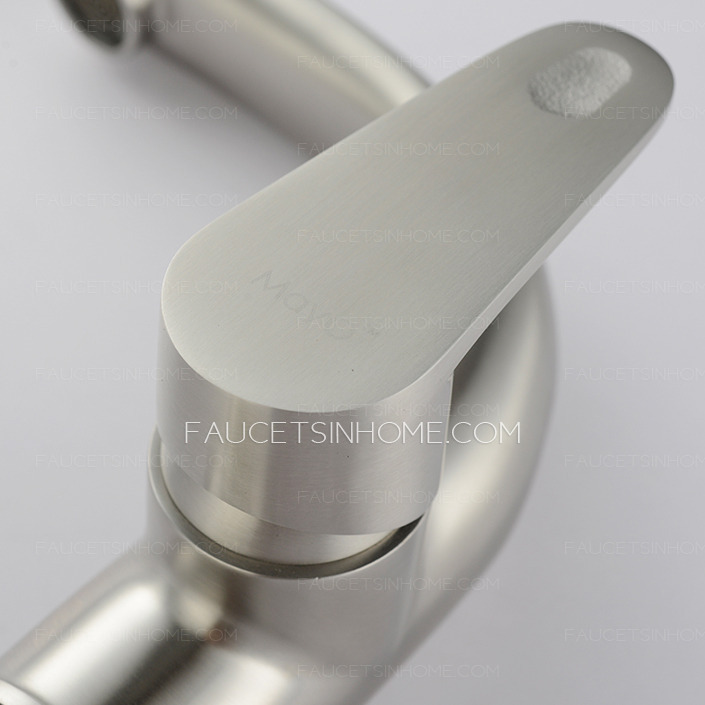 Smooth Stainless Steel Bathroom Faucet Single Hole