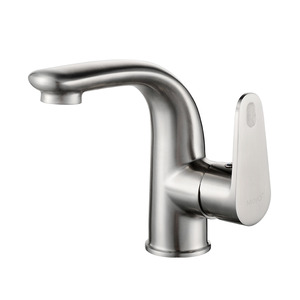 Smooth Stainless Steel Bathroom Faucet Single Hole