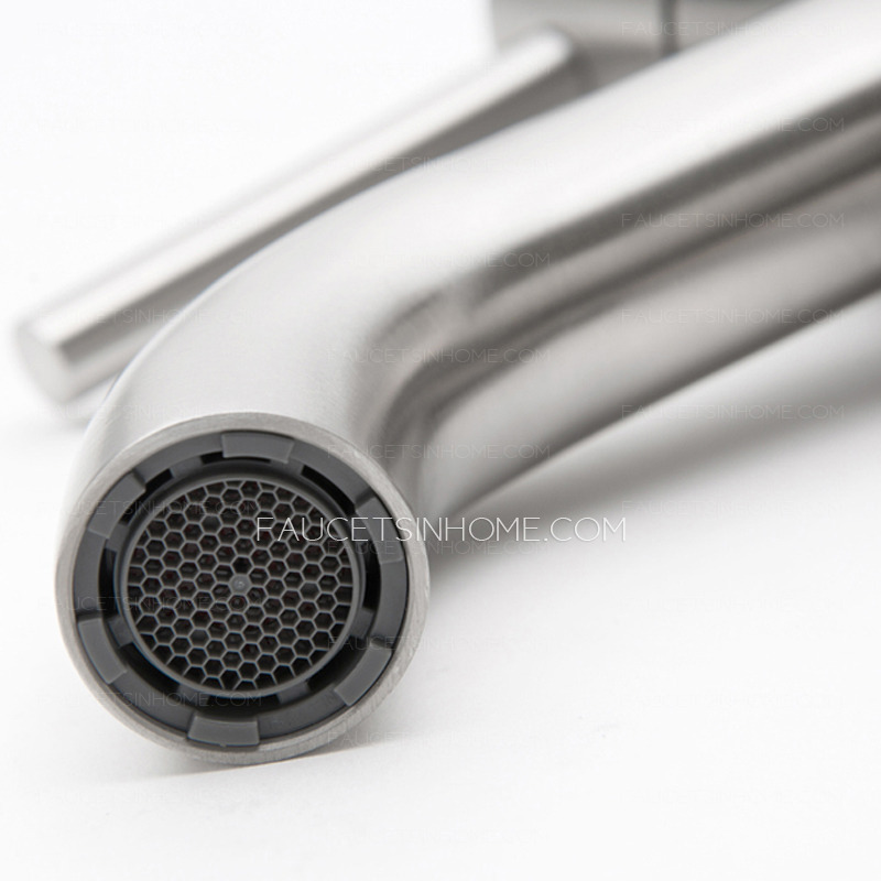 Designer Stainless Steel Bathroom Faucet Single Hole Nickel Brushed