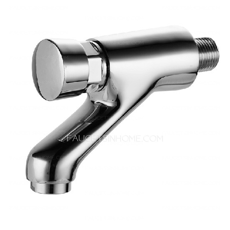 Simple Chrome Press Type Wall Mounted Bathroom Faucets