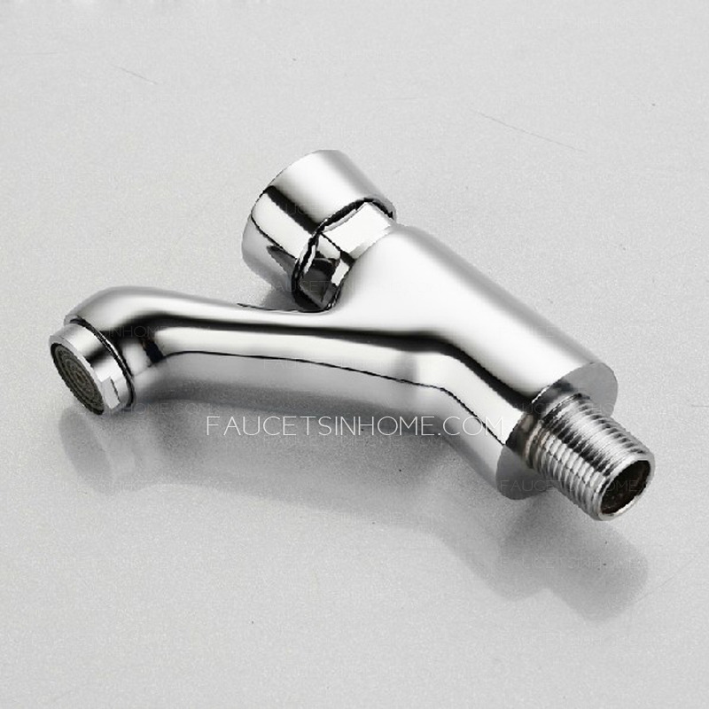 Simple Chrome Press Type Wall Mounted Bathroom Faucets