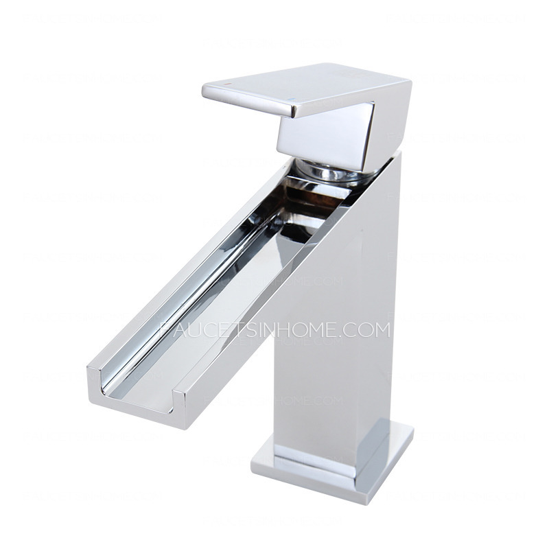 Best Exposed Waterfall Brass Chrome Single Hole Bathroom Faucet