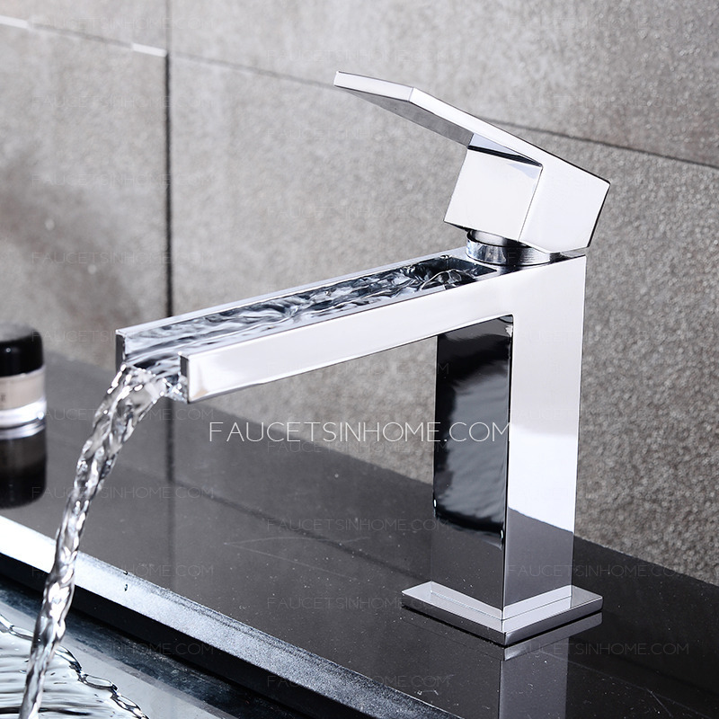 Best Exposed Waterfall Brass Chrome Single Hole Bathroom Faucet