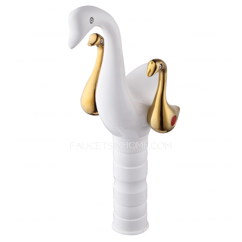 Best Swan Shaped Painting White Sink Faucet For Bathroom